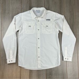 Columbia PFG Bahama Shirt Boys XL (18/20) Vented Fishing Omni-Shade Solid White